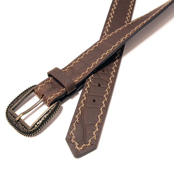 Gator Western Top Grain Leather Belt - Brown