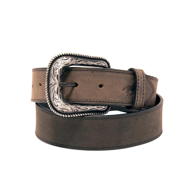 Two Tone Top Grain Leather Belt - Black
