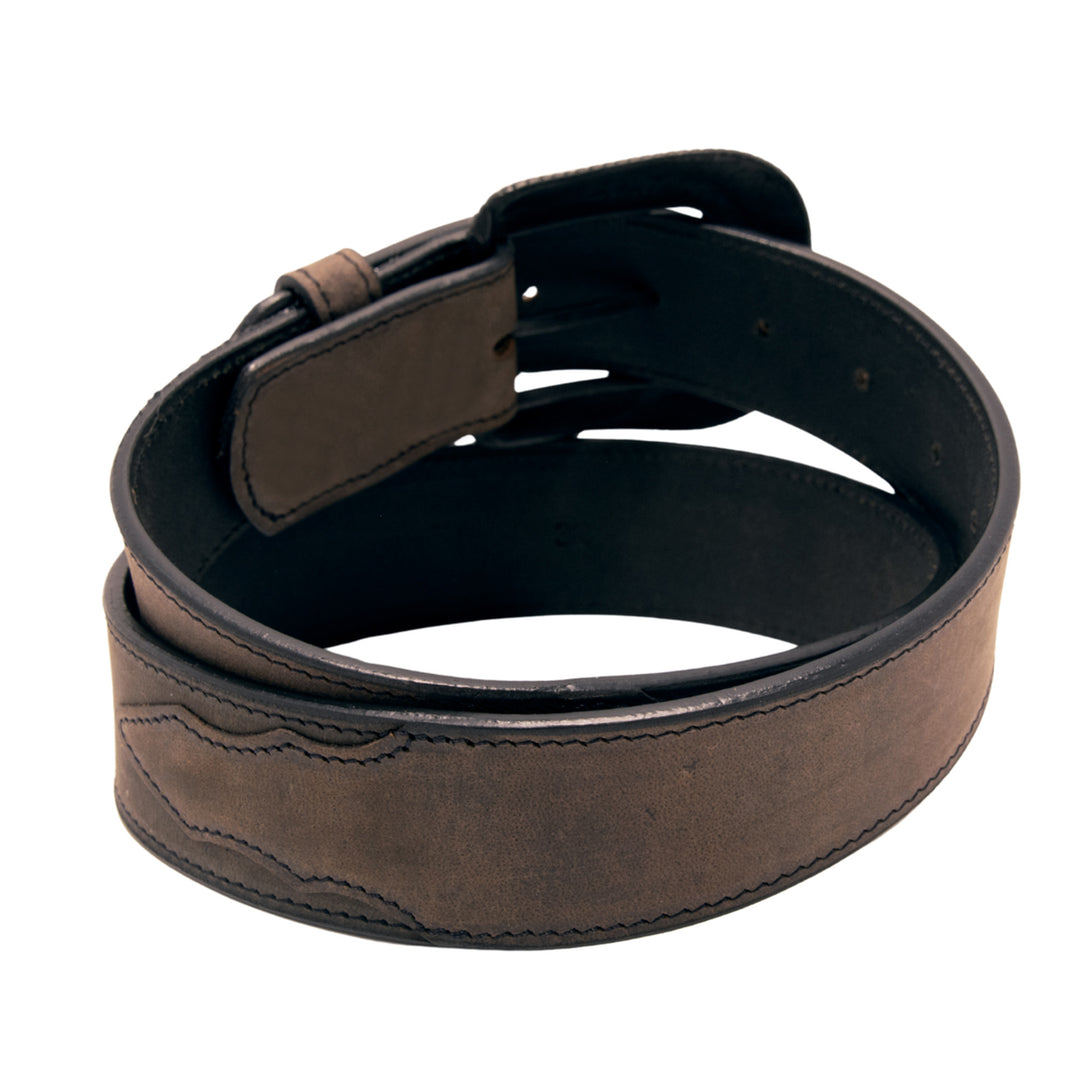 Two Tone Top Grain Leather Belt - Black