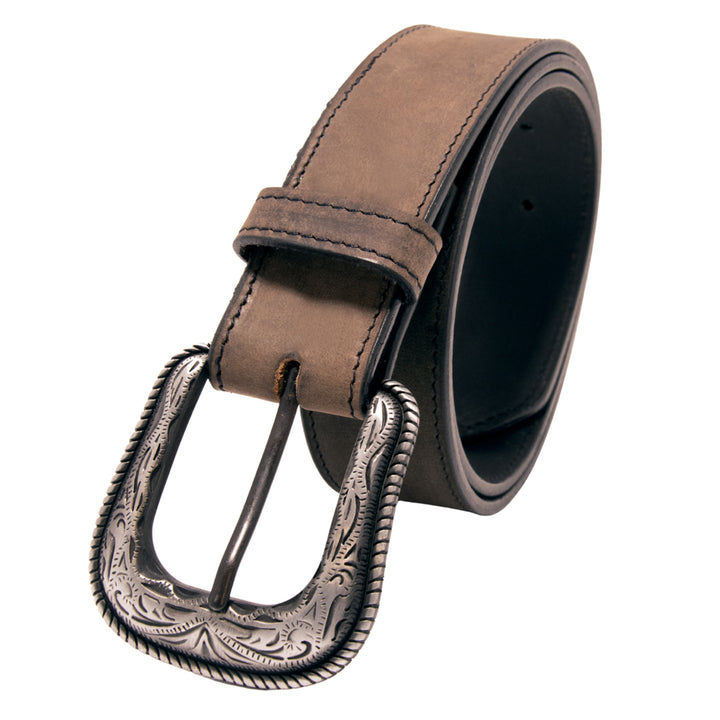 Two Tone Top Grain Leather Belt - Black