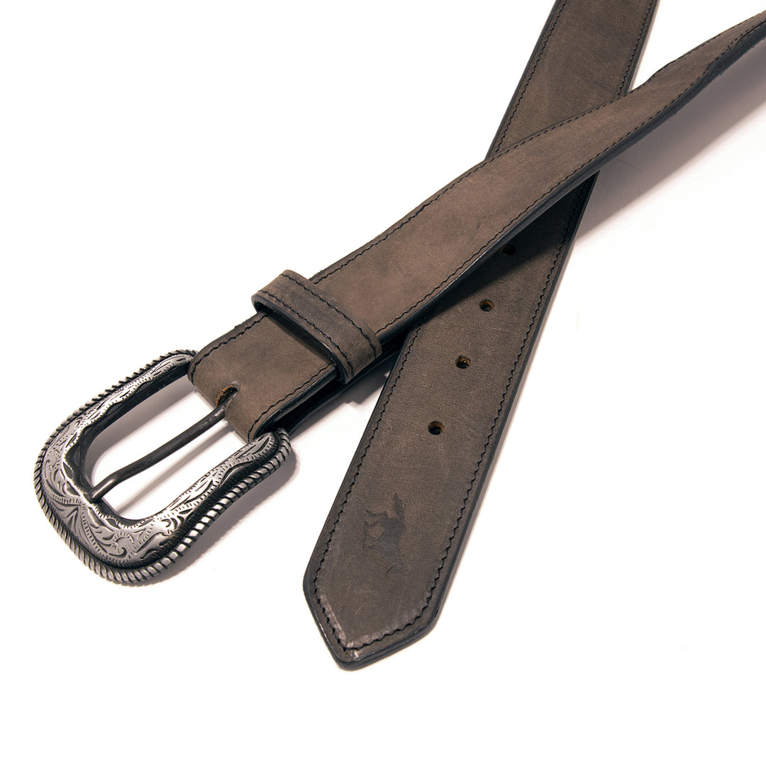 Two Tone Top Grain Leather Belt - Black