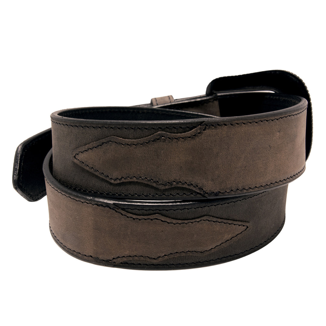 Two Tone Top Grain Leather Belt - Black