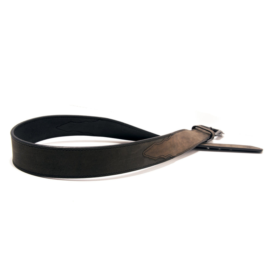 Two Tone Top Grain Leather Belt - Black