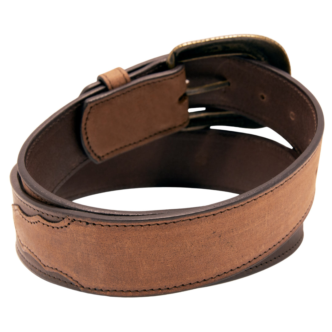 Two Tone Top Grain Leather Belt - Brown