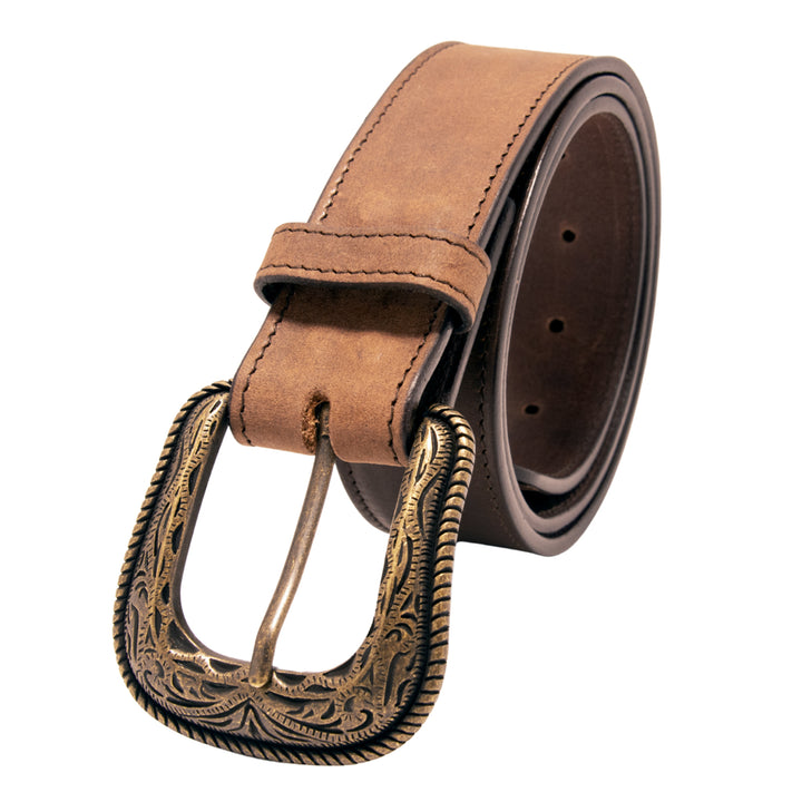 Two Tone Top Grain Leather Belt - Brown