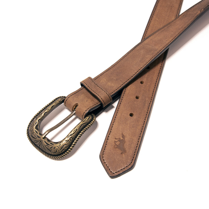 Two Tone Top Grain Leather Belt - Brown