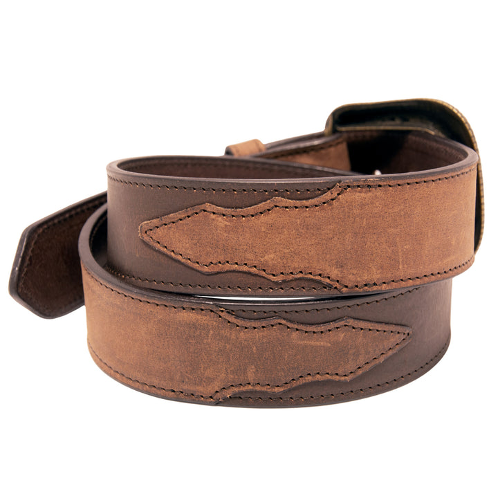 Two Tone Top Grain Leather Belt - Brown