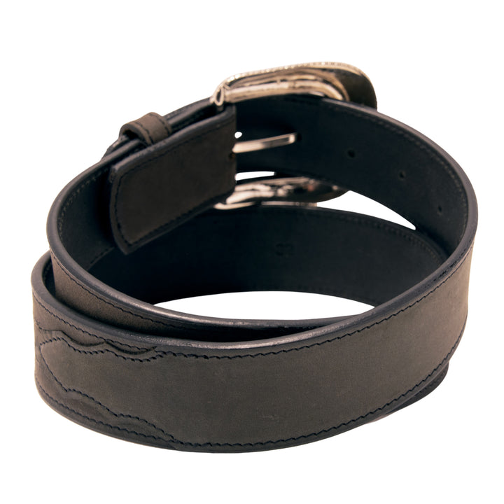 Barbed Wire Top Grain Leather Belt - Black