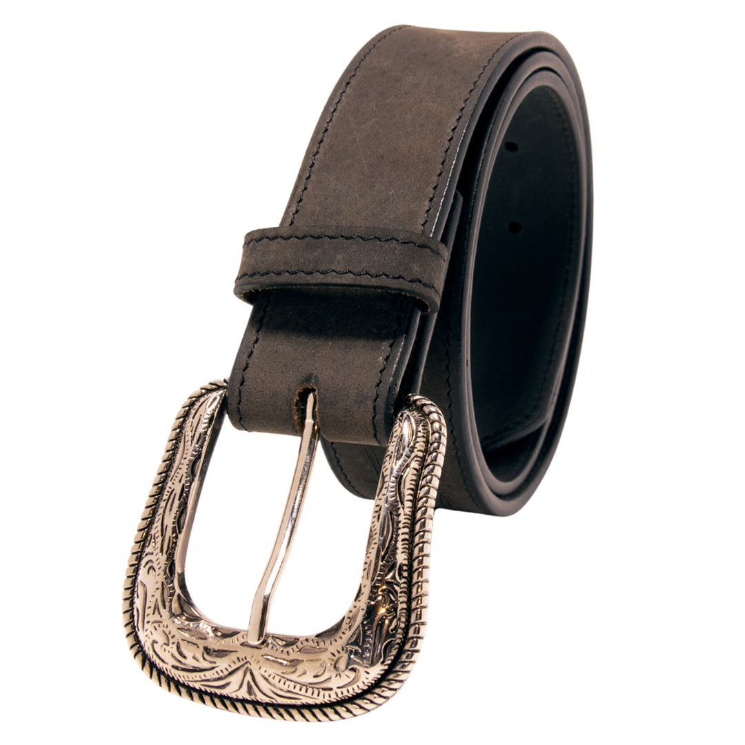 Barbed Wire Top Grain Leather Belt - Black