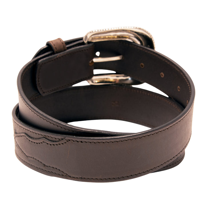 Barbed Wire Top Grain Leather Belt - Brown