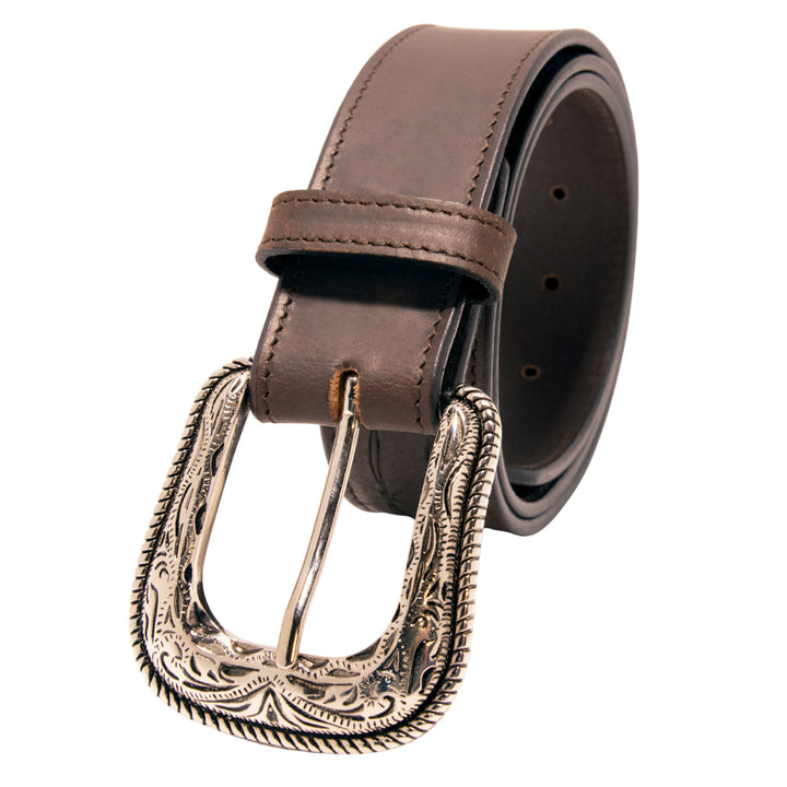 Barbed Wire Top Grain Leather Belt - Brown