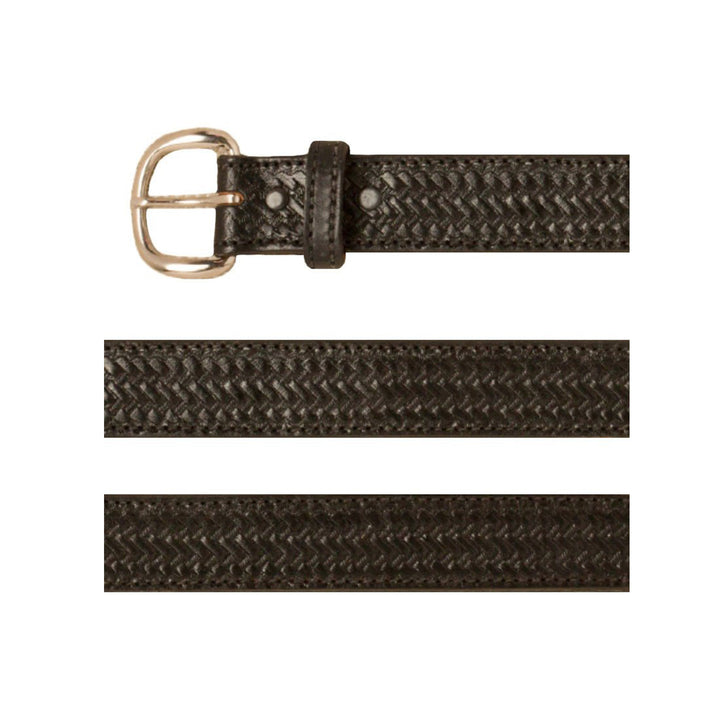 Black Leather Belt with Weave Pattern - 44 inch