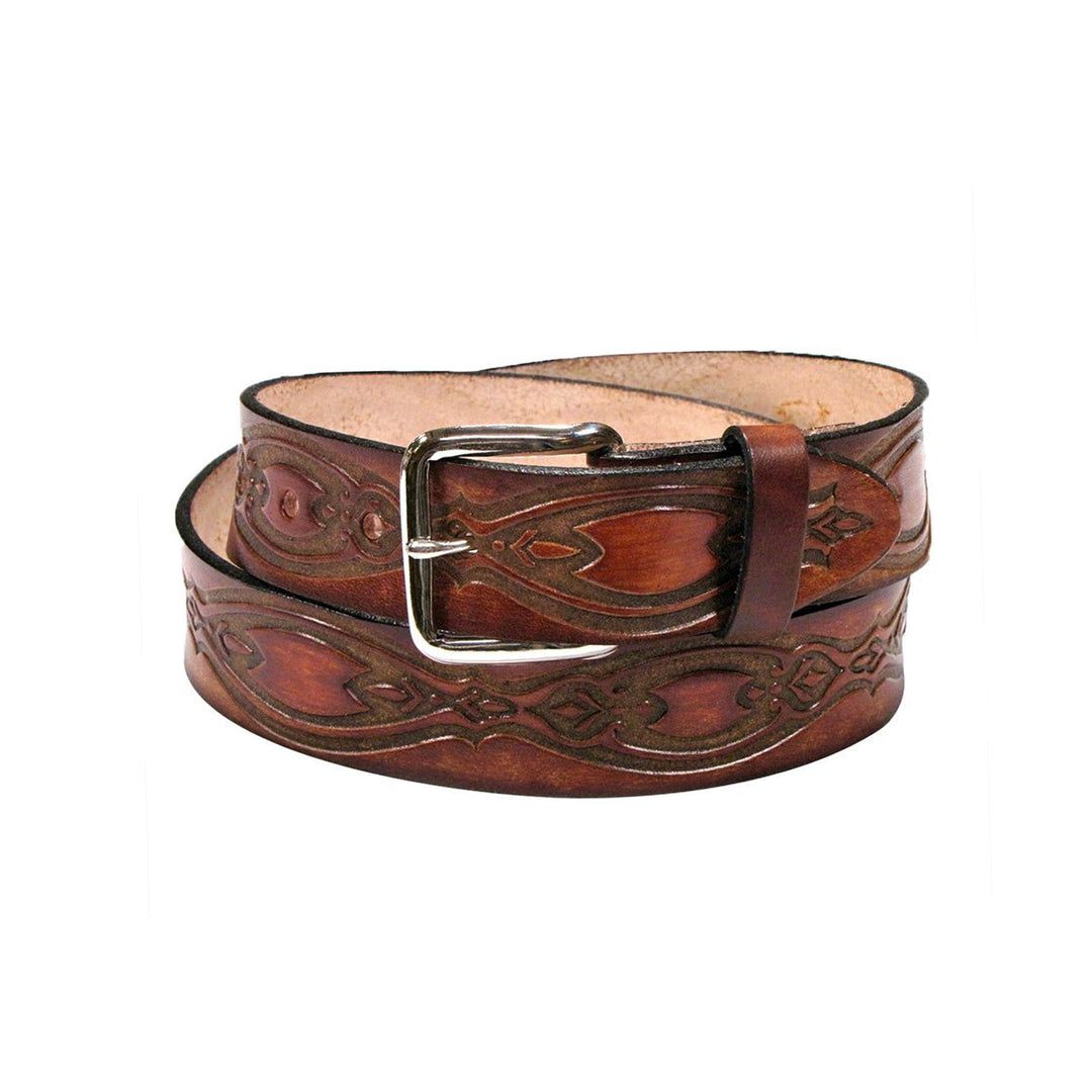Brown Leather Belt with Ornate Ovals