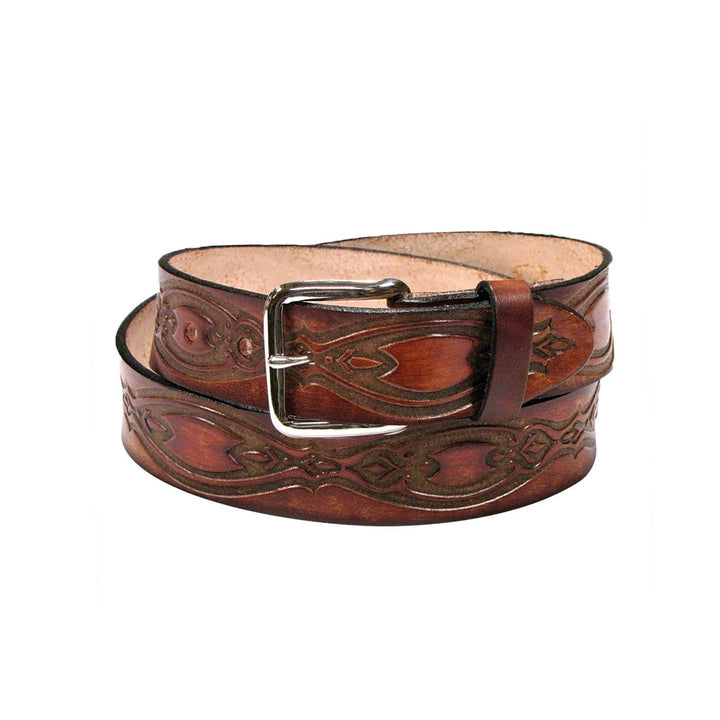 Brown Leather Belt with Ornate Ovals