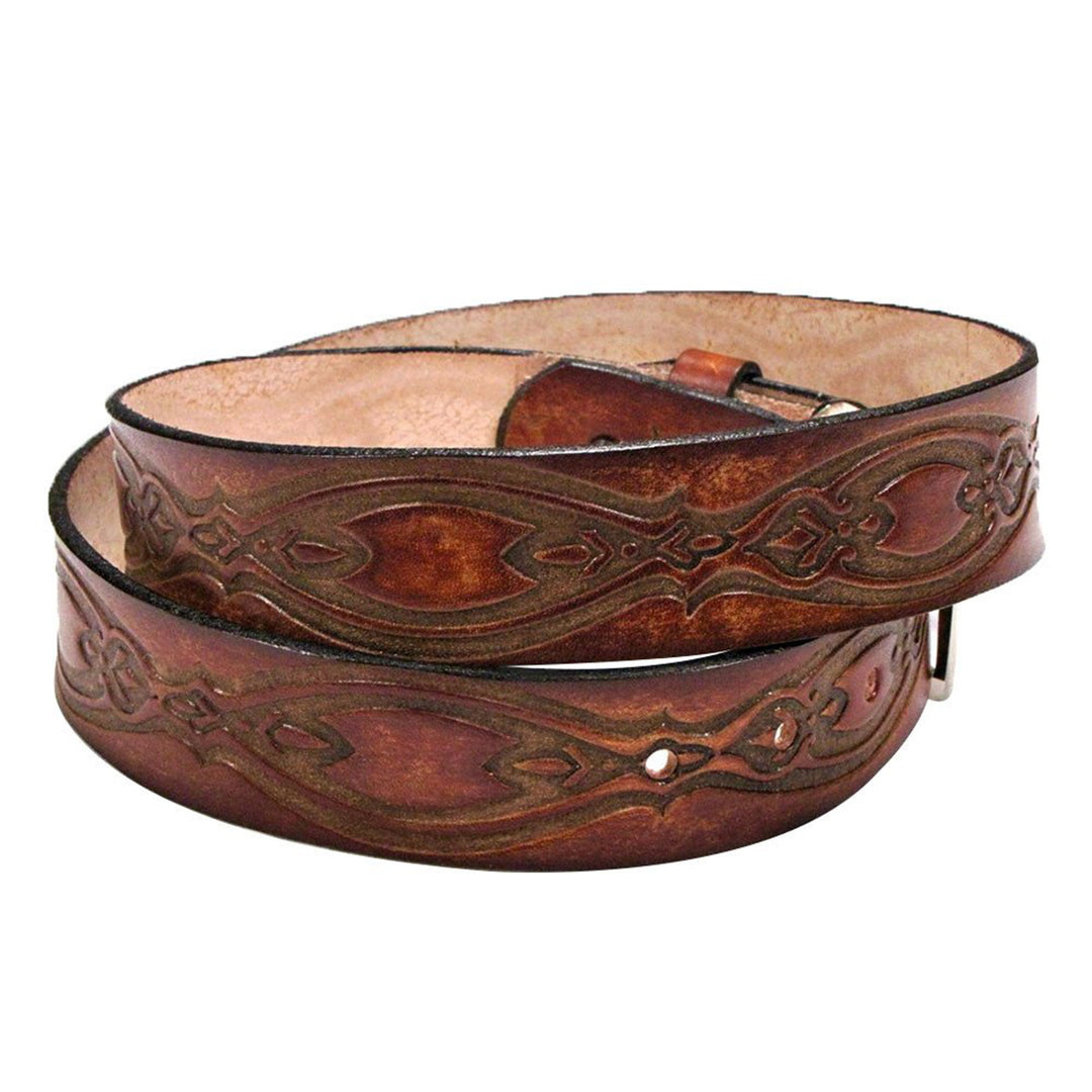 Brown Leather Belt with Ornate Ovals