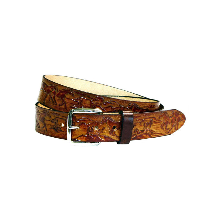 Brown Leather Belt with Horses