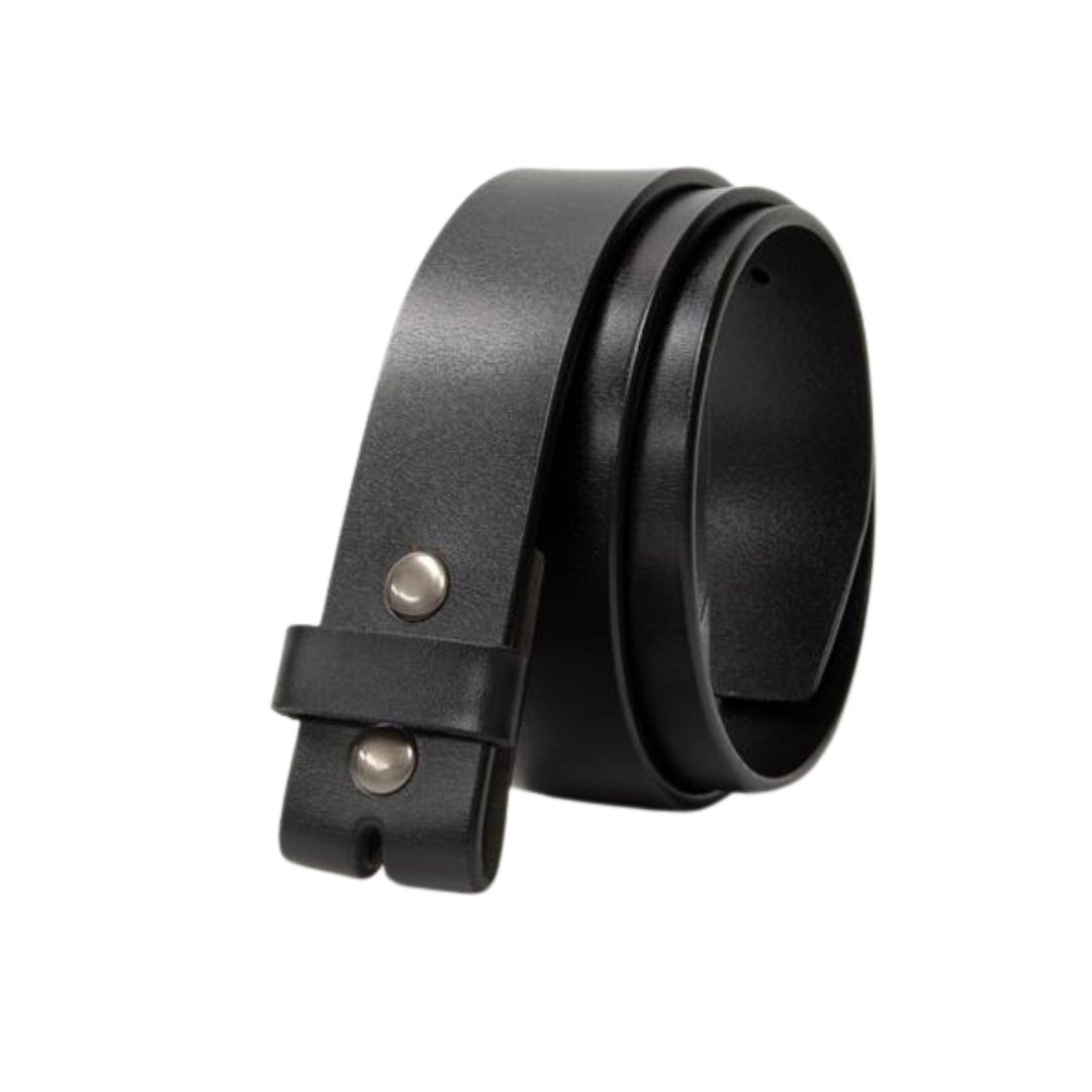 Genuine Leather Snap Belt - Black