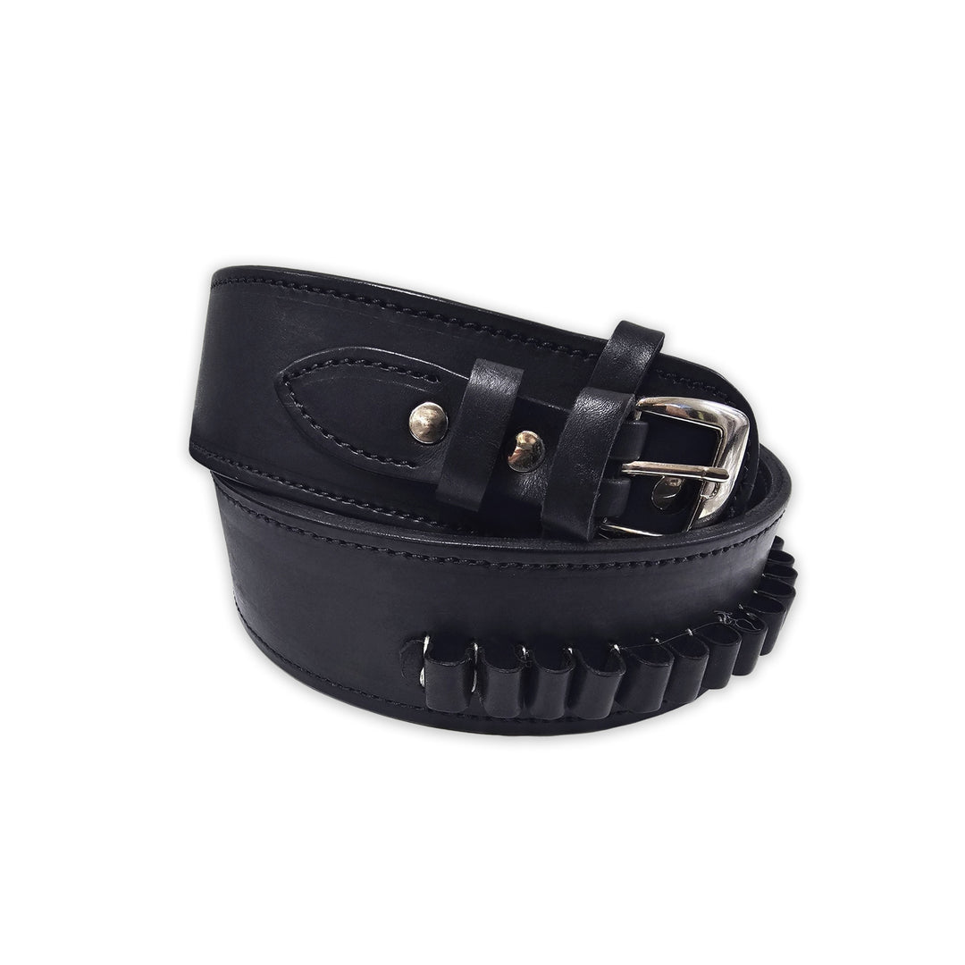 Black .45 Caliber Smooth Leather Cartridge Holster Belt