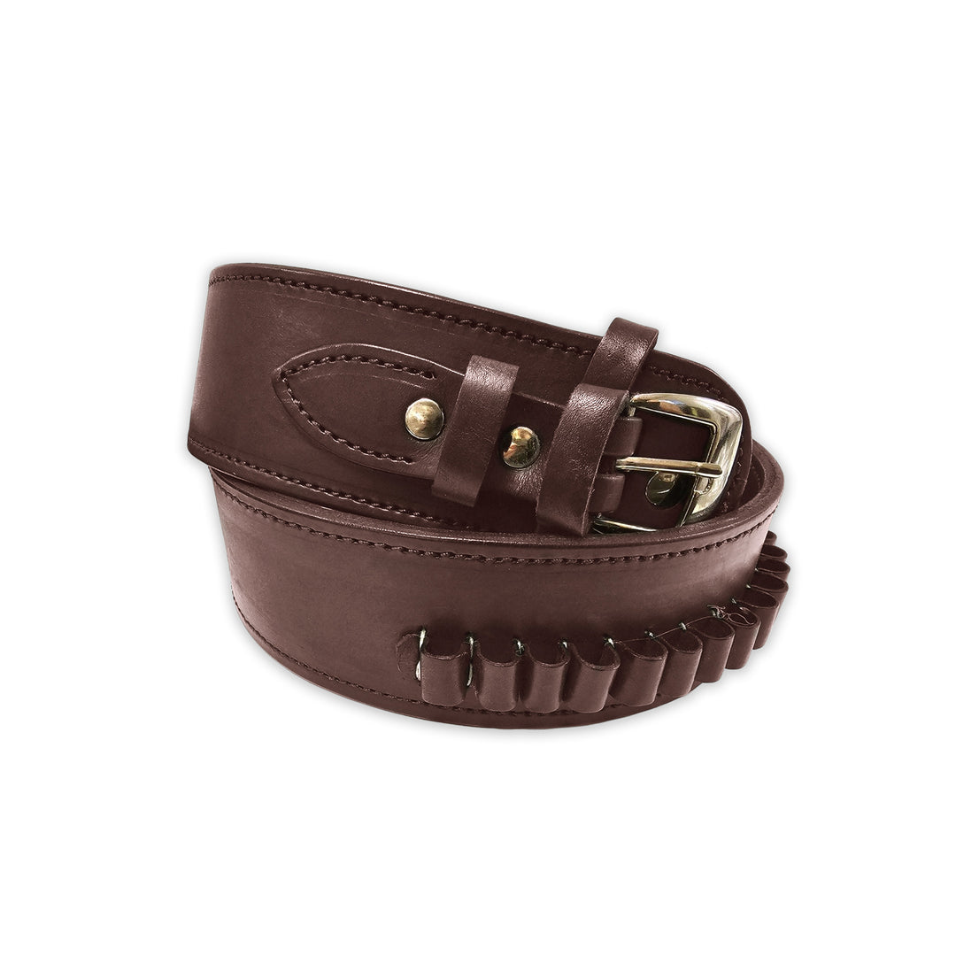 Chocolate .38 Caliber Smooth Leather Cartridge Holster Belt