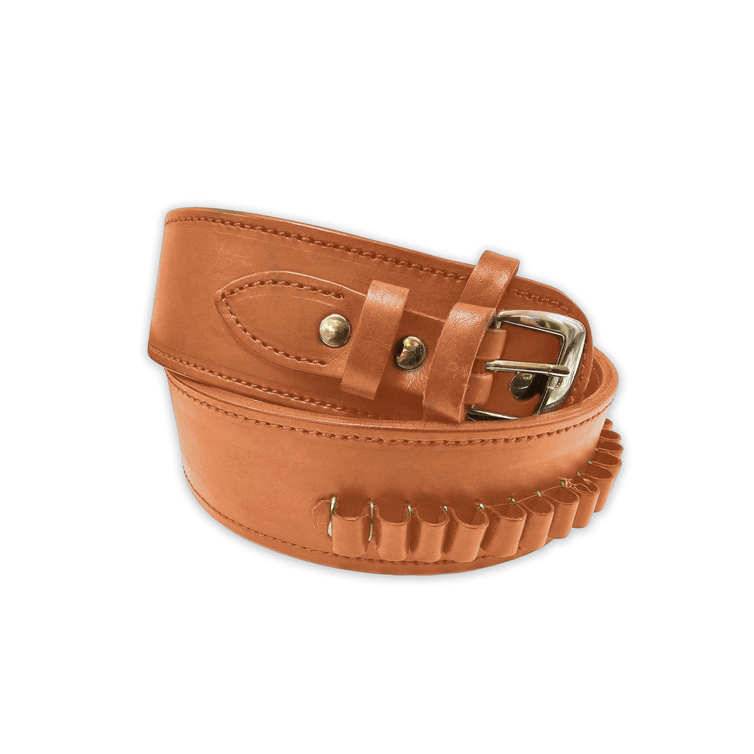 Natural .38 Caliber Smooth Leather Cartridge Holster Belt