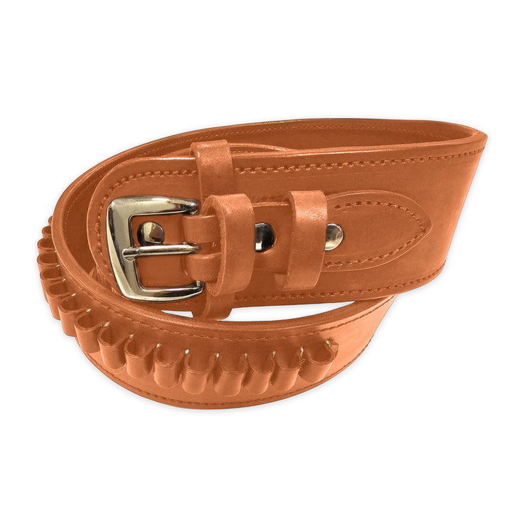 Natural .38 Caliber Smooth Leather Cartridge Holster Belt