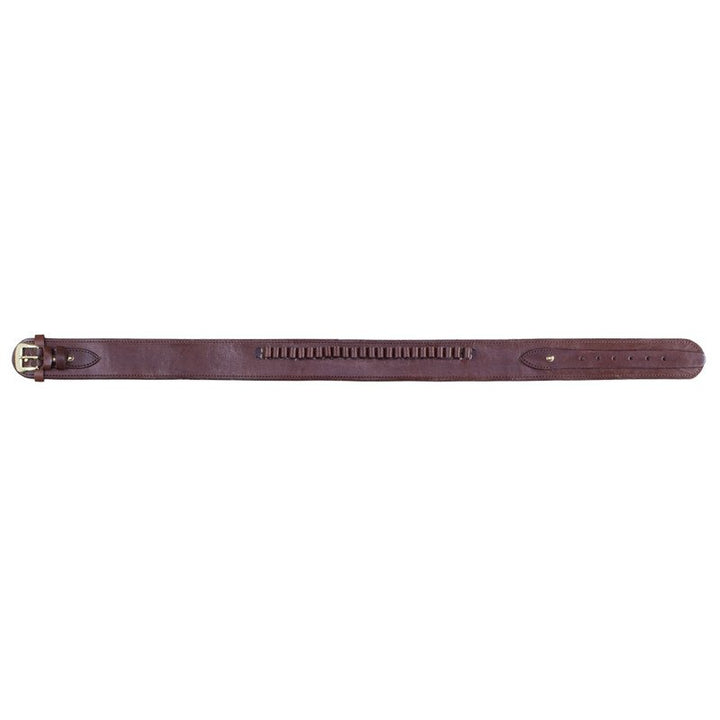 Chocolate .38 Caliber Smooth Leather Cartridge Holster Belt